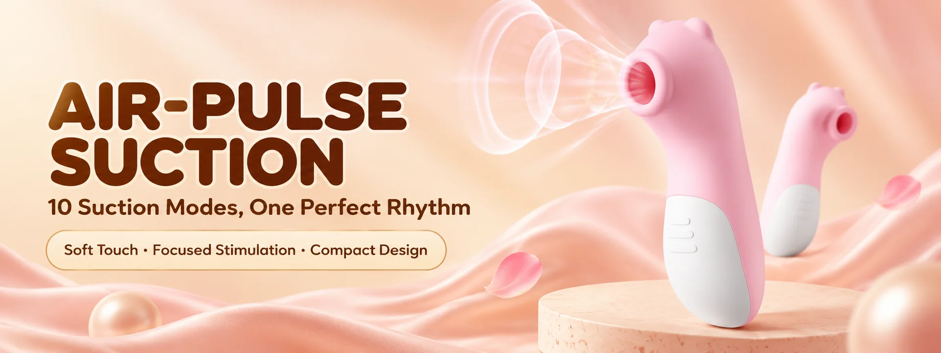 Pink bear-shaped air pulse suction products with ten modes