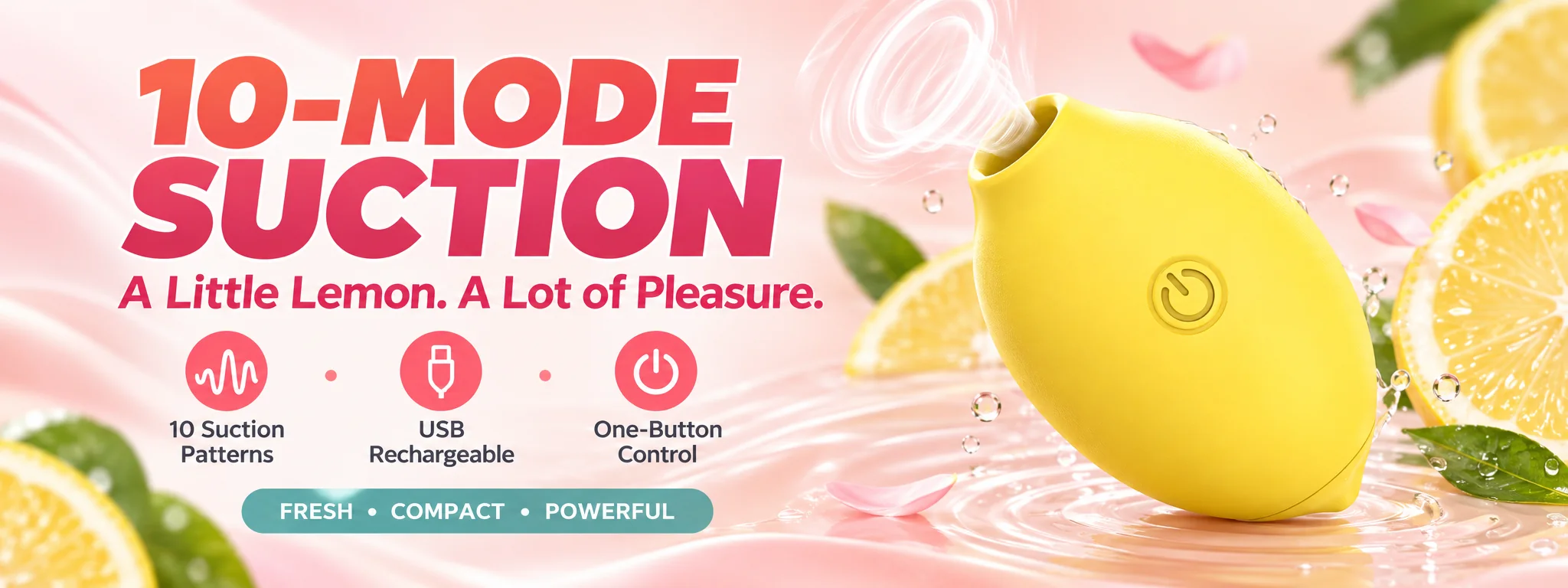 Yellow compact suction product with ten modes and USB charging